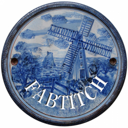 7 Inch Blue Delft House Plaque With Windmill