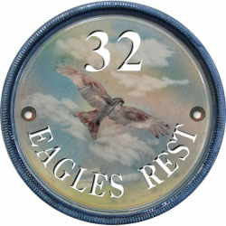 7 Inch House Name Plaque with a Hawk