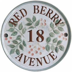 10 Inch Terracotta House Sign with a Berry Tree